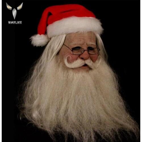WAYLIKE Mrs. Santa Claus Mask Christmas Christmas Latex Mask Hooded Merry Christmas Costume Mrs. Claus Face Mask