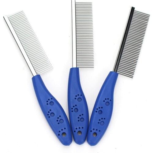 Pet Dog Cat Metal Double Row Teeth Brush Grooming Hair Comb Rake Tool Useful Dog Grooming Cat Brush