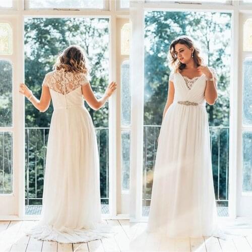 Wedding Dresses Bride Sweet Elegant Sleeveless Lace Applique Sexy Embroidery Simple Folk-custom Wedding Dresses
