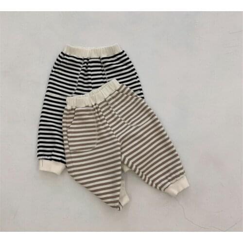 Korean style Boys and girls Loose Striped Sweatpants Autumn Winter Unisex Kids Fashion Casual Trousers
