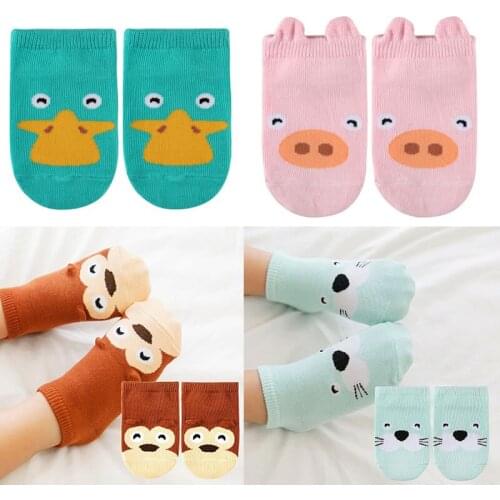 Animal Party Stereo No-Show Socks Short Korean New Cartoon Newborn Ankle Sock Cotton Baby No-Skid Floor Socks