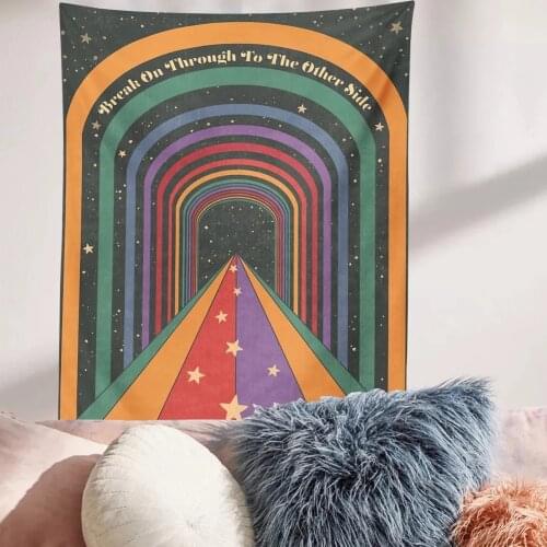 Vintage Rainbow Doors Tapestry Bohemian Ouija Wall Hanging Wall Art Decor Home Bedroom Art Carpet Retro Wall Hanging Decor