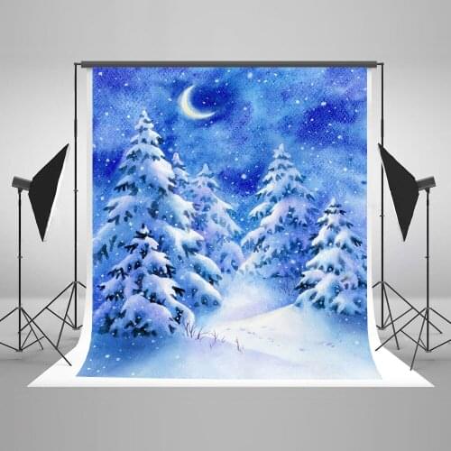 VinylBDS Blue Christmas Photography Backgrounds Snow Tree Photo Booth Backdrop Children Backgrounds For Photo Sstudio