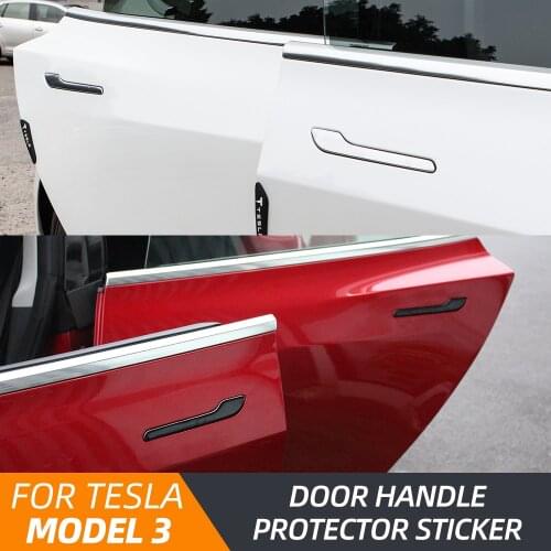 Car accessories Tesla model 3 4pcs/set door handle carbon fiber tector Waterproof Cover
