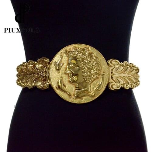 Golden Waist Belts For Women Large Size Pattern Retro Belt Female Luxury Brand Designer Ladieselastic Waistband For Dress