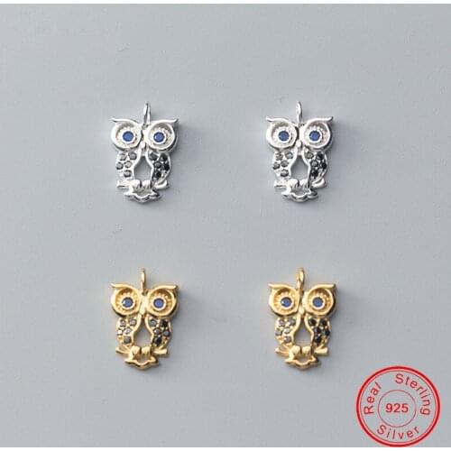 UQBing Lovely 925 Sterling Silver Crystal Owl Animal Charms Jewelry Making DIY Bracelet Pendant For Women Silver 925 Jewelry