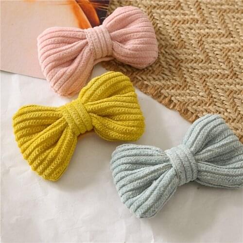 1PC Candy Color Bow Hairpins Soft Cotton Cute Baby Girls Knotted BB Clip Hair Clip Korean Sweet Barrettes Pink Hair Accessories