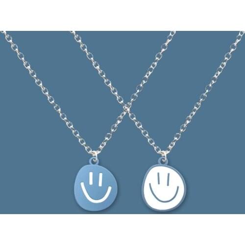 1Pcs Ins Trendy Simple Colorful Unique Smiley Pendant Necklace For Couple Friends Fashion Jewelry Gift