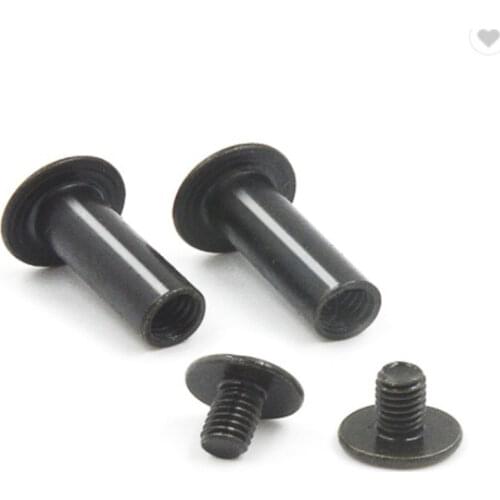 100pcs M5*4/6/8/10/12/15/18/20/25/30 Black Plated Account Book Screw , Snap Rivet Chicago Screws, Book Butt Binding Nails