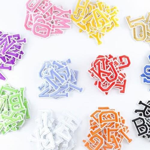 26 pcs/Set Letter Patches English Alphabet Towel Embroidery Patch For Kids Clothes Sew On Applique DIY Name Stripes Stickers