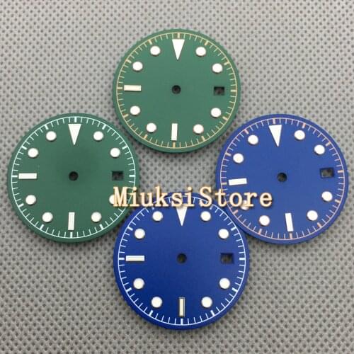 30.5mm Green Bule sterile luminous dial fit NH35 ETA 2824 2836 Miyota 8215 821A Mingzhu DG2813 3804 Seagull 1612
