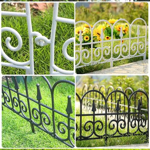 5Pcs Insert Type Plastic Garden Fence with Buckle European Style Removable Flower Bed Fencing Barrier Garden Decor