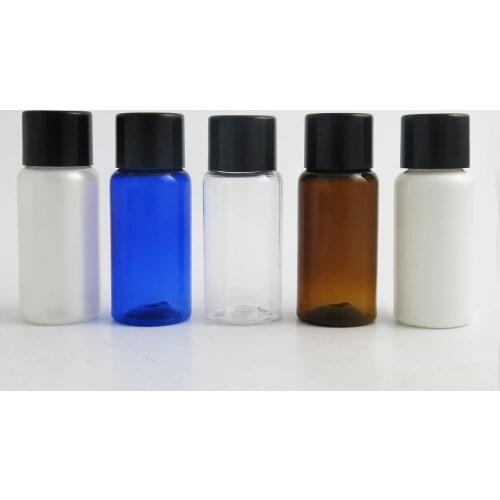 50pcs15ml 1/2oz Portable Plastic PET Essential Oil Cream Serum Bottle with Screw Cap Insert Plug Cosmetic Container Travel Kits