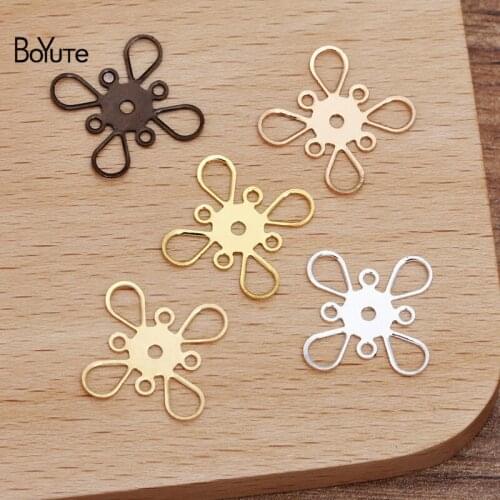 BoYuTe (100 Pieces/Lot) 14MM Metal Copper Filigree Stamping Plate Flower Diy Hand Made Jewelry Findings Components