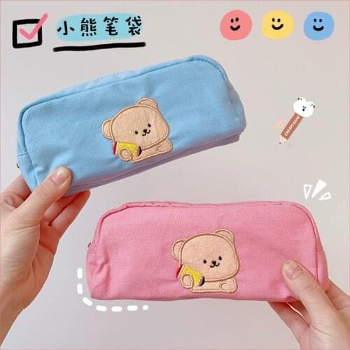 Sandro Ins pencil case female Korean version new large capacity Cute Canvas pencil bag for primary school students
