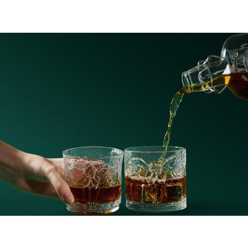 Fantastic Art Angel 3D Relief Old Fashioned Whisky Glass Artwork Rocks Women Drinkware Whiskey Tumbler Hand Made Hammer Wine Cup