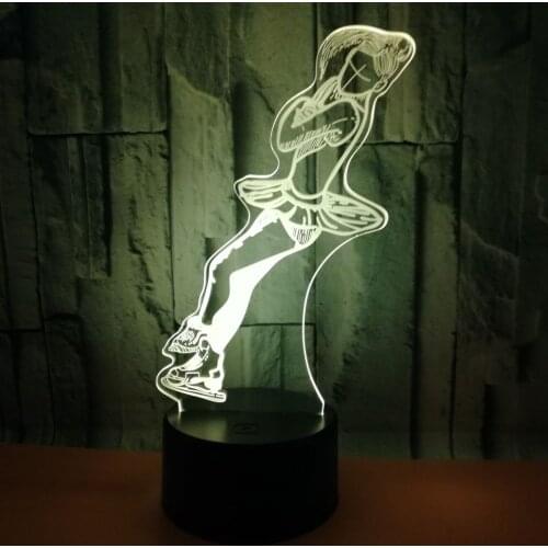 Skating Women 3D LED RGB Night Light 7 Color Change Desk Light Action Figures 2887 Kids Home Christmas Toys