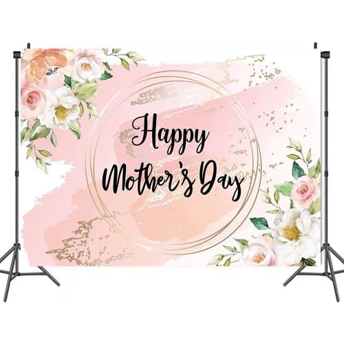 Mothers Day Pink Flowers Surprise Party Background for Mom Portrait Photography Decors Photographic Backdrops Photocall Studio