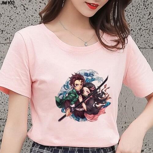 Japanese Anime Demon Killer Print T-shirt Summer Fashion Womens Short Sleeve T Shirt Harajuku Casual Top Female Clothing Tshirt