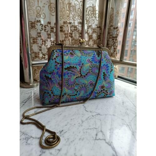 Finished handmade bag female retro diy mouth gold bag portable small bag Chinese national wind bag