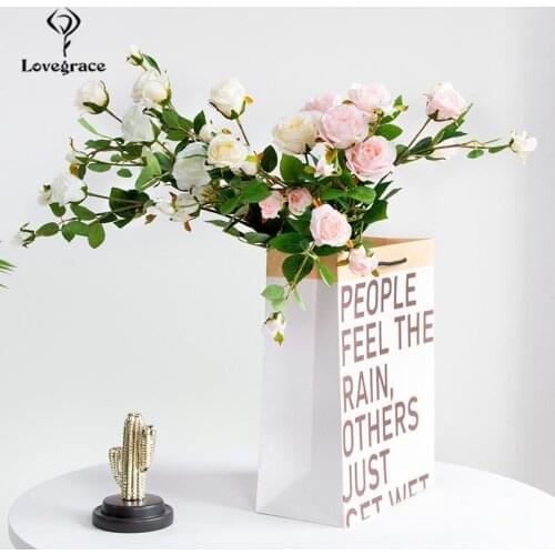 Fake Tea Rose Flore DIY Party Decoration Vintage Silk Artificial Flore Small Rose Wedding Fake Flower Branch Festival Home Decor