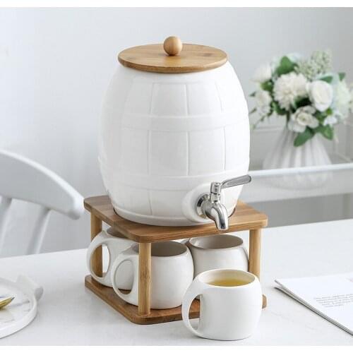 Chinese Ceramic Household 3 Liter Cold Water Pot Set Household Living Room Heat Resistant Water Cup Cup Large Capacity Cooler