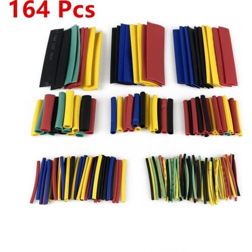 164 Pcs Heat Shrink Tube Kit Assorted Waterproof Electrical Wire Insulation Sleeving Polyolefin Wrap Shrinkage 2:1