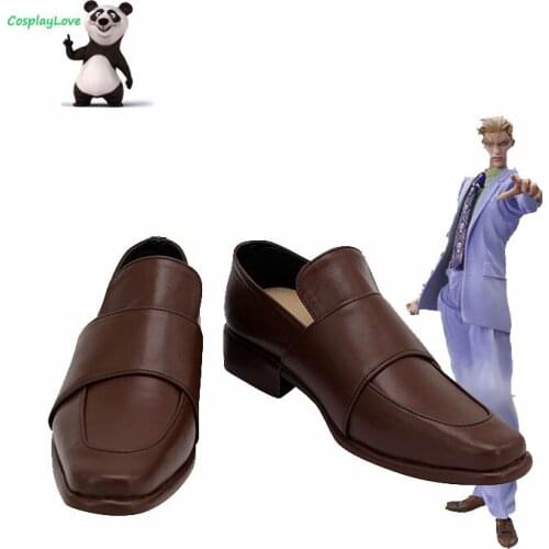 CosplayLove JoJos Bizarre Adventure Yoshikage Kira Brown Shoes Cosplay Long Boots Leather Custom Made For Boys Male