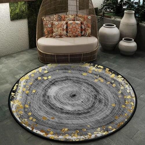 Creative Tree Ring Round Rug Living Room Gold Leaf Childrens Living Room Bedroom Non-slip Floor Door Mat Tapestry
