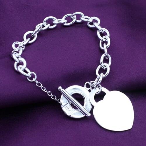 Hot European & American creative 925 silver heart-shaped TO personality bracelet woman fashion DIY jewelry Valentines Day gifts