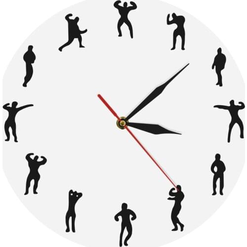 Gym Man Design Clock Fitness Wall Clock Keeping Fit Modern Wall Clock Decorative Clock Bodybuilding Gymnasium Wall Decor