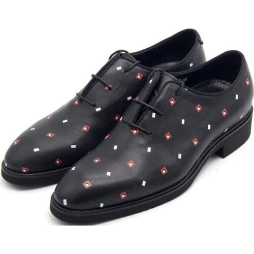 High top formal shoes for men lace up genuine leather party men shoes point toe oxfords