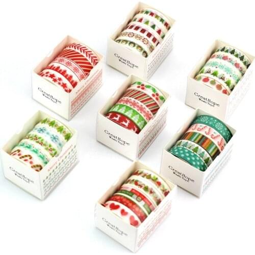 NEW 5PCS/Set Christmas Washi Tapes DIY Scrapbooking Adhesive Masking Tapes School Office Supply Escolar Papelaria Wholesale