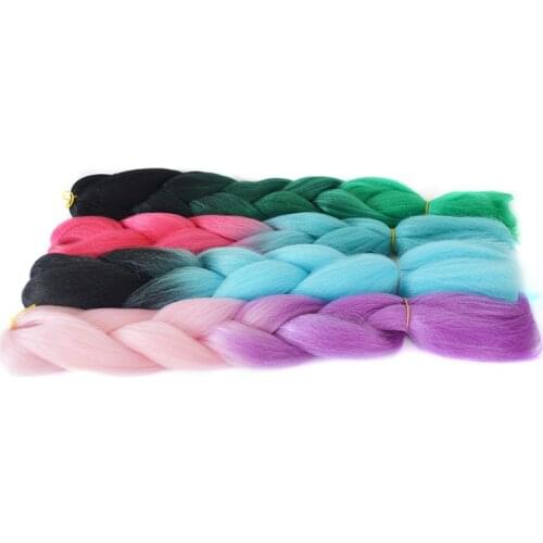 Ombre Jumbo Braiding Hair Extensions Luminous Synthetic Fiber 24Inch 100g Glowing Twist Braids Pre Stretched Jumbo