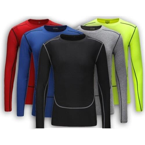 Wholesale 2019 Sport Trainning Exercise Base shirt Tights O-neck long sleeve T-shirt suit men elastic quick-drying fitness tee