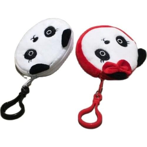 Wholesale 100pcs/lot New 8cm Panda Purse 2 Colors Cute Small Panda Plush Purse Key Hook Coin Bag Pouch