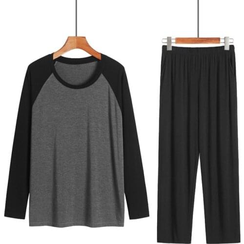 Autumn and winter mens pajamas and home service suits casual loose plus fat long-sleeved trousers factory wholesale