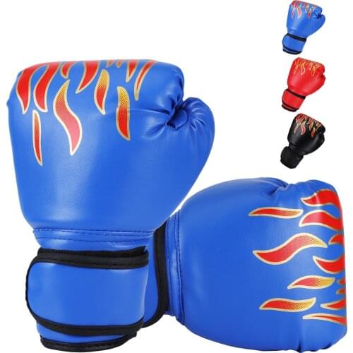 Boxing Glove Leather Kickboxing Protective Glove Kids Children Punching Training Sanda Sports Supplies, Blue