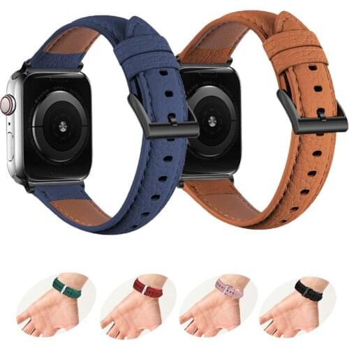 Leather Origina strap for Apple watch band 44mm 40mm 42mm 38mm Single watchband bracelet iWatch band series SE 6 5 4 3 2