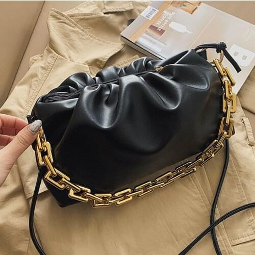 Luxuy Gold Chain Shoulder Handbag 2021 New Soft Leather Hobos Bag Single Shoulder Bag Women Crossbody Bag Cloud Bag