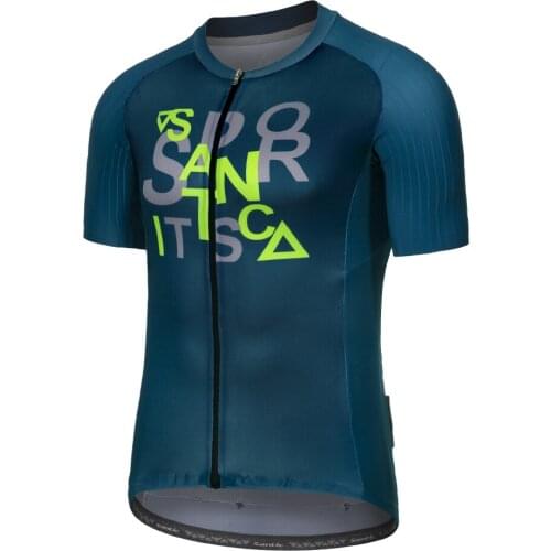 Santic Men Cycling Jerseys Breathable Cycling Tops Clothing MTB T-shirts Full Zipper Comfortable Asian Size bicycle shirt men