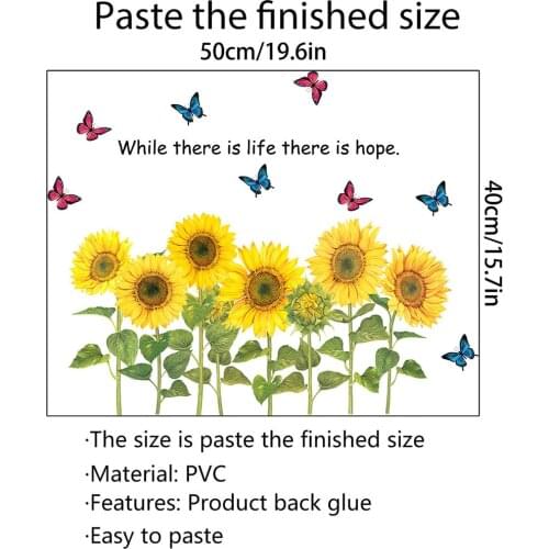 Sunflower Removable Wall PVC Stickers Decals DIY Art Mural Home Kitchen Home Mural Decor Waterproof Easy To Paste And Remov