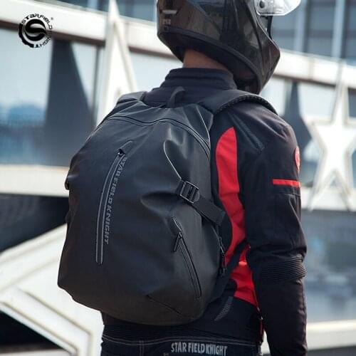 SKF Waterproof Motorcycle Helmet Bag Personality Reflective Mens Backpack Motorcycle Riding Bag Large Capacity Travel Rider Bag