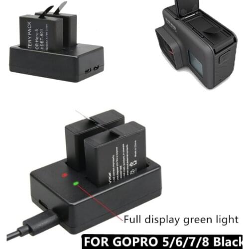 Double Dual Port Slot Battery Charger For Go Pro Gopro Hero 8 5 6 7 Black Sport Camera Accessory With Usb Cable Travel