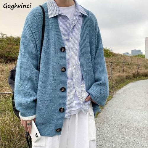 Cardigans Women Knitted Solid Simple V-neck Drop-shoulder Casual Outwear Korean Style Oversize Couples Chic Streetwear Sweaters