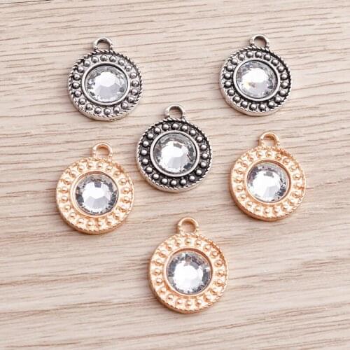 10pcs 15*18mm Gold Silver Color Crystal Charms for Jewelry Making Cute Drop Earrings Pendants Necklaces Keychain DIY Crafts Gift