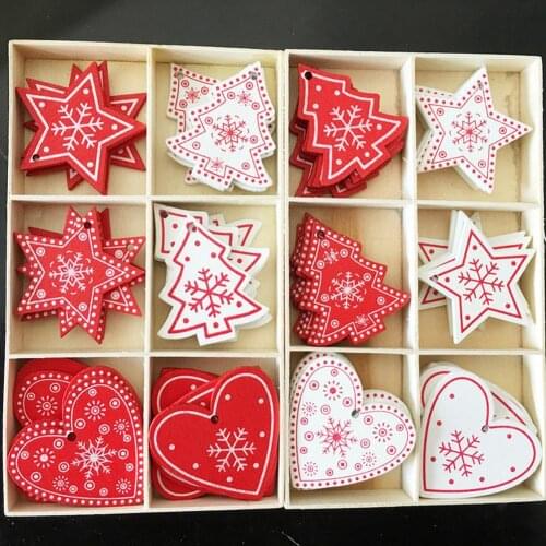 10Pcs Christmas Wood Star Heart Snowflake Hanging Pendant Party Tree Ornament Christmas Pendant Tree Ornament Jewelryes Decor