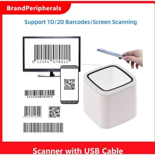 1D 2D QR Barcode Scanner Platform Hands-free USB Wired Bar Code Reader CMOS Image Sensor Desktop Scanner Large Scanning Window