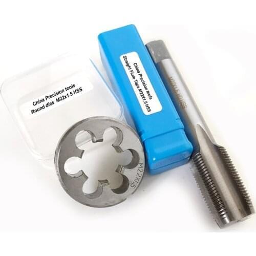 2PCS M22 Metric Thread hand Tap and Die set Machine plug Screw tap round dies M22X2.5 M22X2 M22X1.75 M22X1.5 M22X1 cutting tools