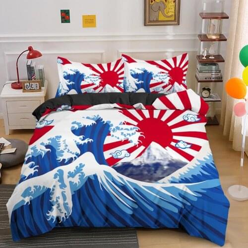 3D Japan Sea Wave and sun Scenery Series Bedding Set Print Duvet Cover sets Twin Full Single Double Size Unisex Home Textiles